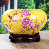 Jingdezhen ceramic fish tank pen wash water shallow water lily bowl Lotus basin Turtle cylinder Goldfish lotus cylinder