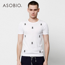 Asobio men mens fashion casual owl embroidered pullover round neck short sleeve sweater T-shirt mens summer