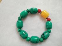 One Yuan Auction Jewelry Natural Bucket Beads Turquoise Bracelet Hand Bead Turquoise and Beeswax Bracelet