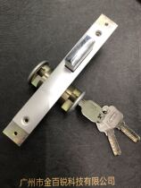 Old aggravating aluminum alloy with frame glass door lock KFC bank door round head square tongue lock side strip length 162mm