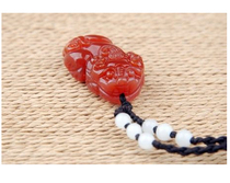 Natural red agate brave pendant crystal pendant lucky Ridge pendant necklace jewelry men section