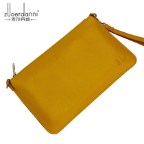 Ultra thin mini wallet genuine leather long version Korean version hand grab bag grab bag Female Bull Leather Single Shoulder Inclined Cross-Pack Zipper Bag