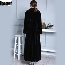 nerazzurri cashmere coat womens new long sleeve black skirt wool fur coat womens long