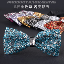 Korean style men's all-star diamond wedding groom's bridegroom pot luxury nightclub ultra glitter diamond bow tie trendy