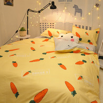 Four-piece set of skin-friendly cotton on the bed 2 0 sheet duvet cover double student 1 8 three-piece set 1 5 one meter two five eight