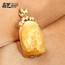 Xin Art Honey Wax Pendant 18K Gold Inlaid Honey Wax Pendant Natural Amber Pendant 20170708 Endless