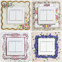 Creative resin socket protective cover pastoral flower living room bedroom home switch stickers personalized fashion wall decoration