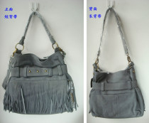 Qing tail goods foreign trade leather women's bag motorcycle kill handbag single shoulder carry two-layer cowhide leather zipper seal