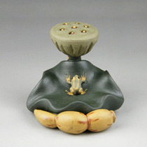 Yixing Purple Sand tea pet ornaments famous handmade fine tea play sculpture pen holder Lotus seed pot cover holder
