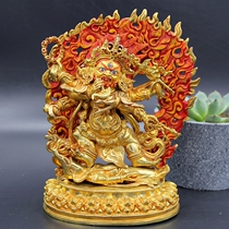 Black six-armed Mahagara big black sky Tibet Tantric Tibetan Buddha statue Nepal pure handmade red copper gilt 19cm
