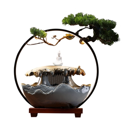 Running water fountain ornaments Feng Shui lucky living room office desktop water circulation atomization humidification housewarming opening gift