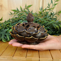 Pre-Buddha essential pure copper lotus flower gold pan incense burner for incense burner sandalwood stove sandalwood stove 10cm high