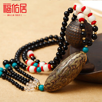Fuyouju long vintage Buddha beads wooden beads Bodhi sweater necklace ethnic style decoration accessories for men and women pendant