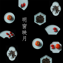 Shanshui a clear window reflecting the moon dessert fruit pastry cold dishes ceramic platter tableware combination irregular Chinese style