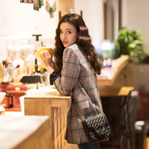 Song Zuer the same chic small suit womens jacket mid-length Korean plaid 2020 autumn new casual suit