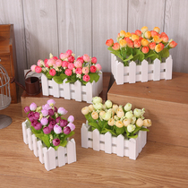 Fence simulation flower fake flower potted living room office ornaments silk flower