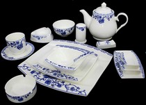 Hotel tableware restaurant box ceramic table tableware blue and white porcelain table tableware set plate bowl spoon
