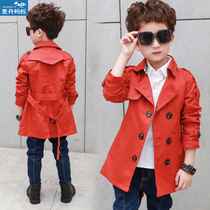 Boys  coat 2020 autumn new childrens clothing spring and autumn childrens windbreaker childrens windbreaker medium-long boy Korean version of the top