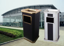 Trash can thickened stainless steel bevel black ashtray bucket Hotel hotel wall with ashtray trash can factory price