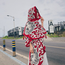 Nepal national style beautiful lion cotton and linen scarf Autumn and summer seaside tourism photo sunscreen shawl beach towel