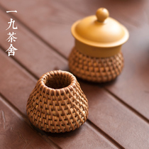 Nine tea house pure handmade Vietnamese rattan cover pot cover tea set accessories tea ceremony zero with ornaments