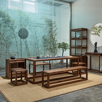 Zen new product Chinese black walnut tea table and chair combination conference table Solid wood tea ceremony table dining table tea room furniture custom