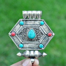 尼泊尔藏银掐丝嘎乌盒 噶乌盒 尕乌盒 嘎乌盒 高8 8 宽7 5厘米