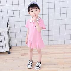 夏季女童新款短袖纯色A字裙连衣裙