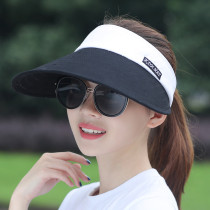 Large along empty top sun hat Womens anti-UV summer outdoor topless sunscreen cap Foldable bicycling sun hat