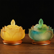 Glass lotus incense burner incense insert Buddhist offering Buddha pan incense thread incense sandalwood incense incense burner Standing incense burner Buddhist hall offering ornaments