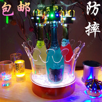 Ice Bucket Wine Holder Foreign Wine Rack Seven Color Luminous Ice Bucket Champagne Large Barrel LED Crown Head Ice Bucket Red Wine Bucket Ice Cubes