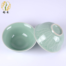 Ruyao celadon rice bowl Chinese style simple and fresh ceramic tableware Porcelain porcelain bowl Soup bowl Noodle bowl Housewarming hotel household