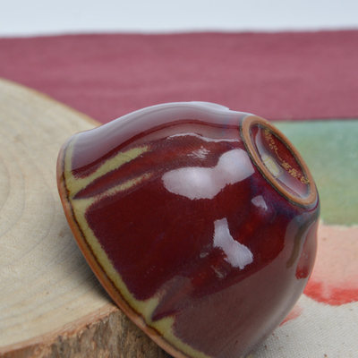 台湾建窑正品陶瓷包邮茶具精品铜红126杯开片杯子品茗杯经典单杯_7折