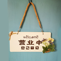 Customized wooden carving shop business brand personality creative house decoration card QR code welcome to list