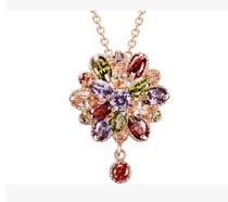 Mona Lisa Colorful-AAA Zircon fashion cute Korean exaggerated bride flower necklace
