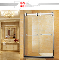 304 stainless steel integral bathroom sliding door tempered glass shower room partition screen one-shaped simple bathroom