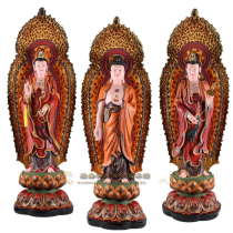36 inch Western three holy Buddha Shakyamuni Buddha Guanyin Bodhisattva Resin Seiko ancient color Buddha statue