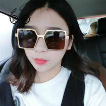 Love beautiful new men and women personality metal square frame color film reflective sunglasses trend flat colorful sunglasses trend