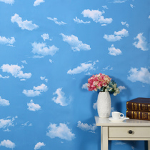Blue sky and white clouds thickened PVC wallpaper self-adhesive wallpaper waterproof bedroom living room student dormitory sticker Tea ceremony retro