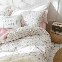 ins Nordic simple cotton double 4 four-piece bedding Korean pastoral cotton student bedroom three-piece set