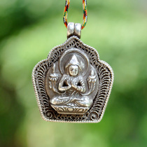 尼泊尔925纯银掐丝莲师 米拉日巴 象鼻财神 宗喀巴 长寿佛嘎乌盒