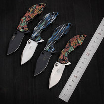 Three-edged wood 6026 outdoor portable mini folding knife Self-defense portable folding knife Saber keychain knife
