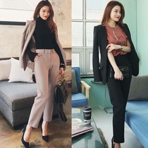 Korean version 2021 spring new small suit two-piece womens casual suit jacket ankle-length pants fashion set tide