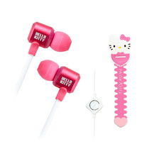 Hello Kitty classic styling wire control headphones-playful powder