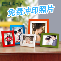Rinse photos plus photo frames Solid wood table wall hanging creative 7 inch 7 inch 5 6 8 10 photo frame Photo frame printing