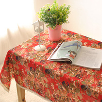 Japanese style and cotton linen table cloth red flower fabric tea cloth kung fu tea decoration table cloth