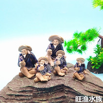 Fishing old man sitting in public 70% 1 inch 2 inches 2 inches and half 3 inch fishing weng flowing water fake mountain bonsai potted decoration pendulum