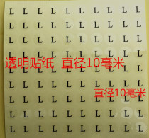 L size transparent size stickers clothing clothes shoes pants stickers round logo stickers 90 stickers each