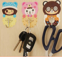 Korean Version Cartoon No Mark Powerful Toilet Kitchen Stick Hook Creative Stickup Type Home Wall Decoration Hook Wall Hanging