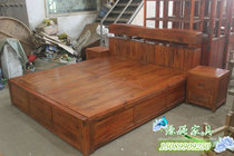YQ126 camphor wood big bed antique simple double bed box bed solid wood bed original ecological bed customization